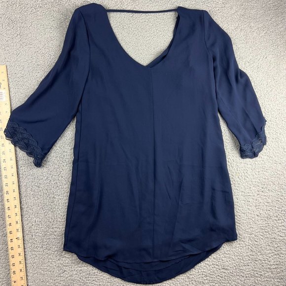 ASTR Women’s Navy Blue Dress Size Large Lace Blouson Polyester Casual - Picture 9 of 10